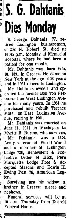 Terrace Motel - Owner Passes Away March 1968